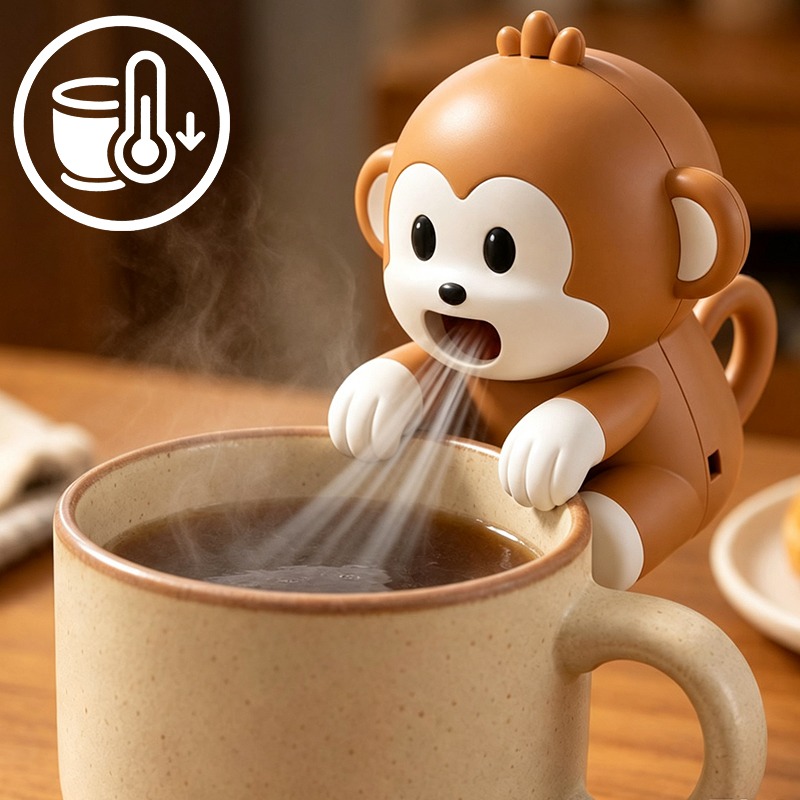 Baby Food For Travelling - Draagbare aapvormige voedselkoelventilator, USB oplaadbaar, 3
