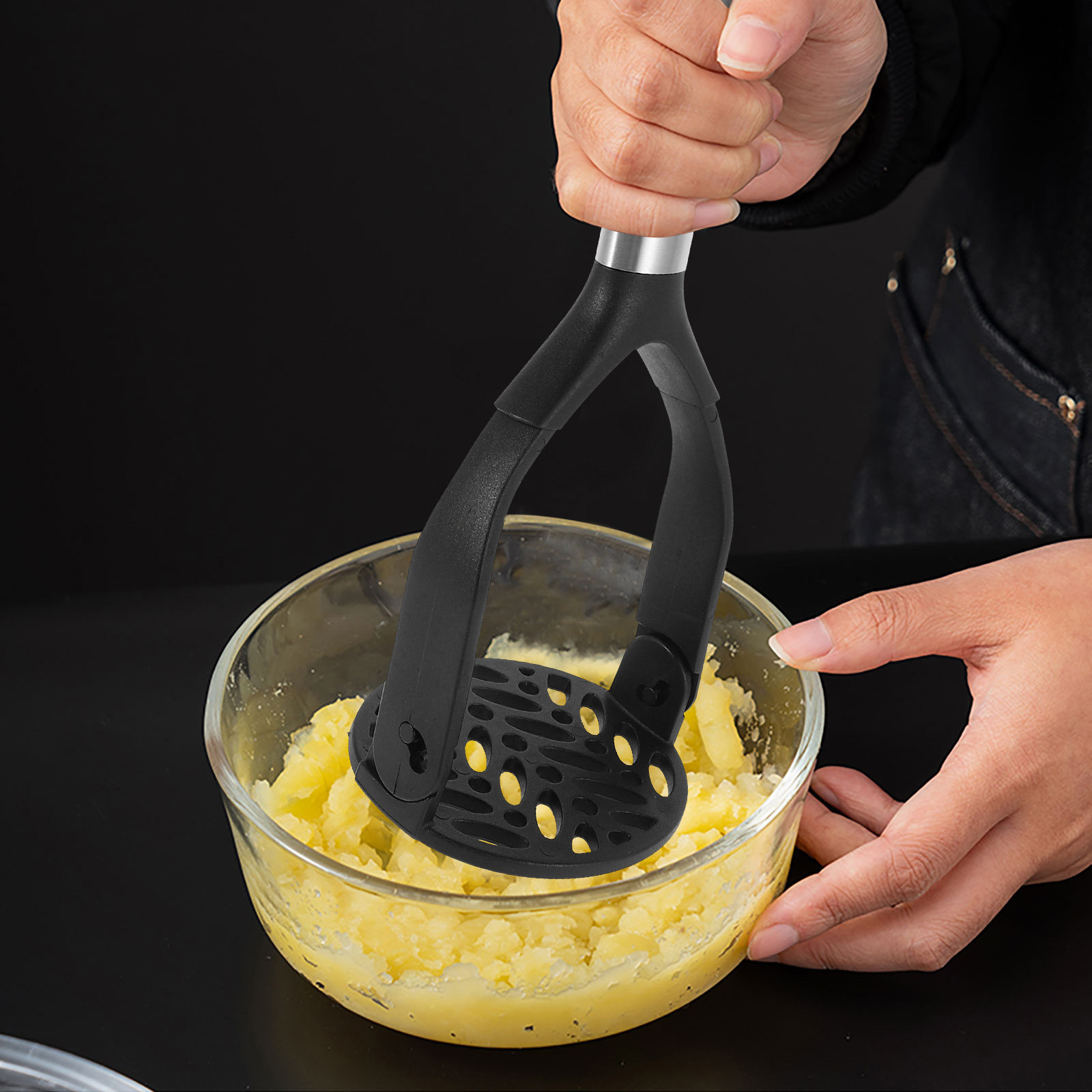 Baby Food Avocado - Opvouwbare nylon aardappelstamper met zwart ergonomisch