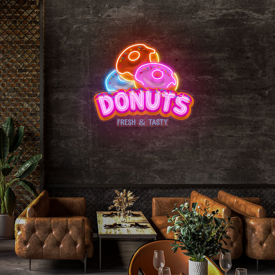 Baby Food Restaurant - Custom Restaurant Met Donut Neon Bord