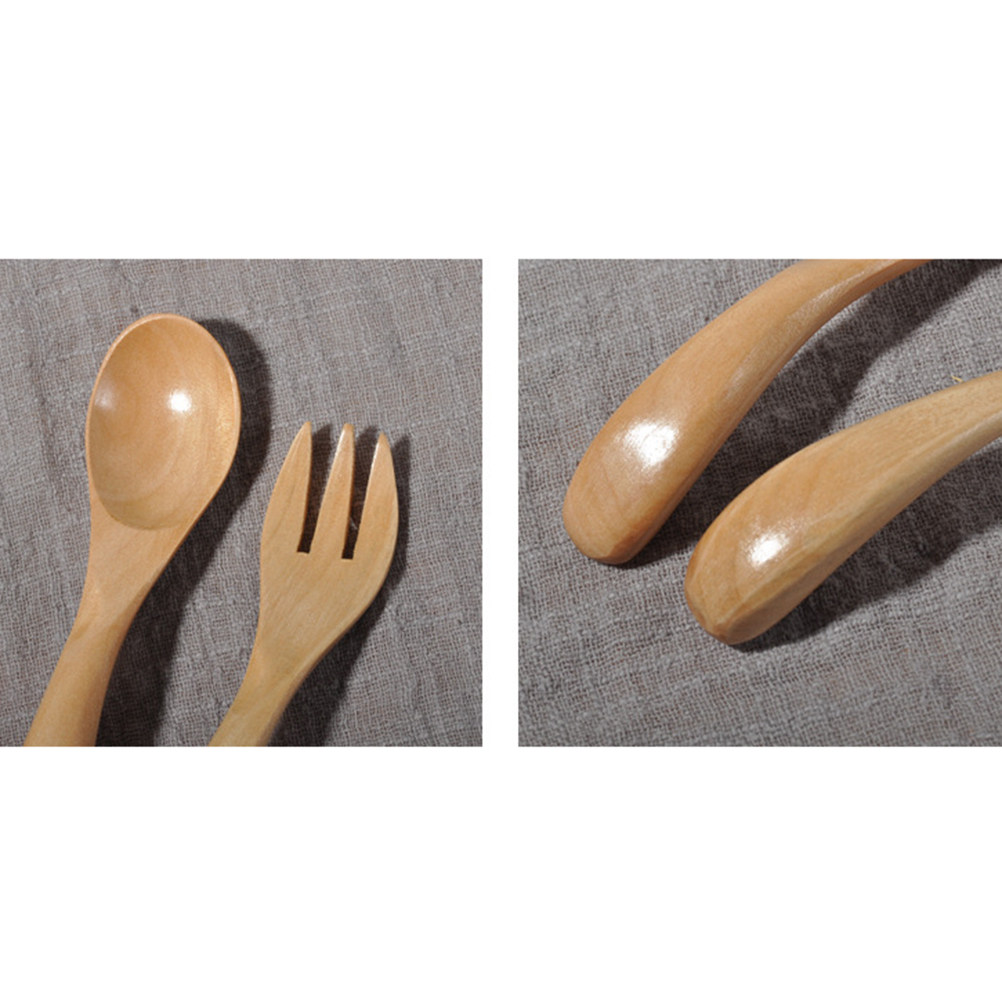 2-delige houten lepel- en vork - Baby Food Restaurant recensie en prijs